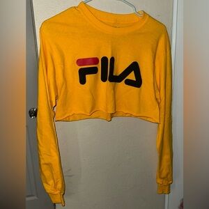 Fila Mustard Long Sleeve Crop Top Small